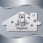 Pločica za vrata Sova sa cvetićima