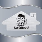 Pločica za vrata Sova slikarka sa beretkom