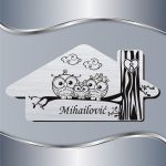 Pločica za vrata Par sova sa ćerkom