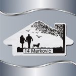 Pločica za vrata Siluete - Par u šetnji sa psom - Slika 2