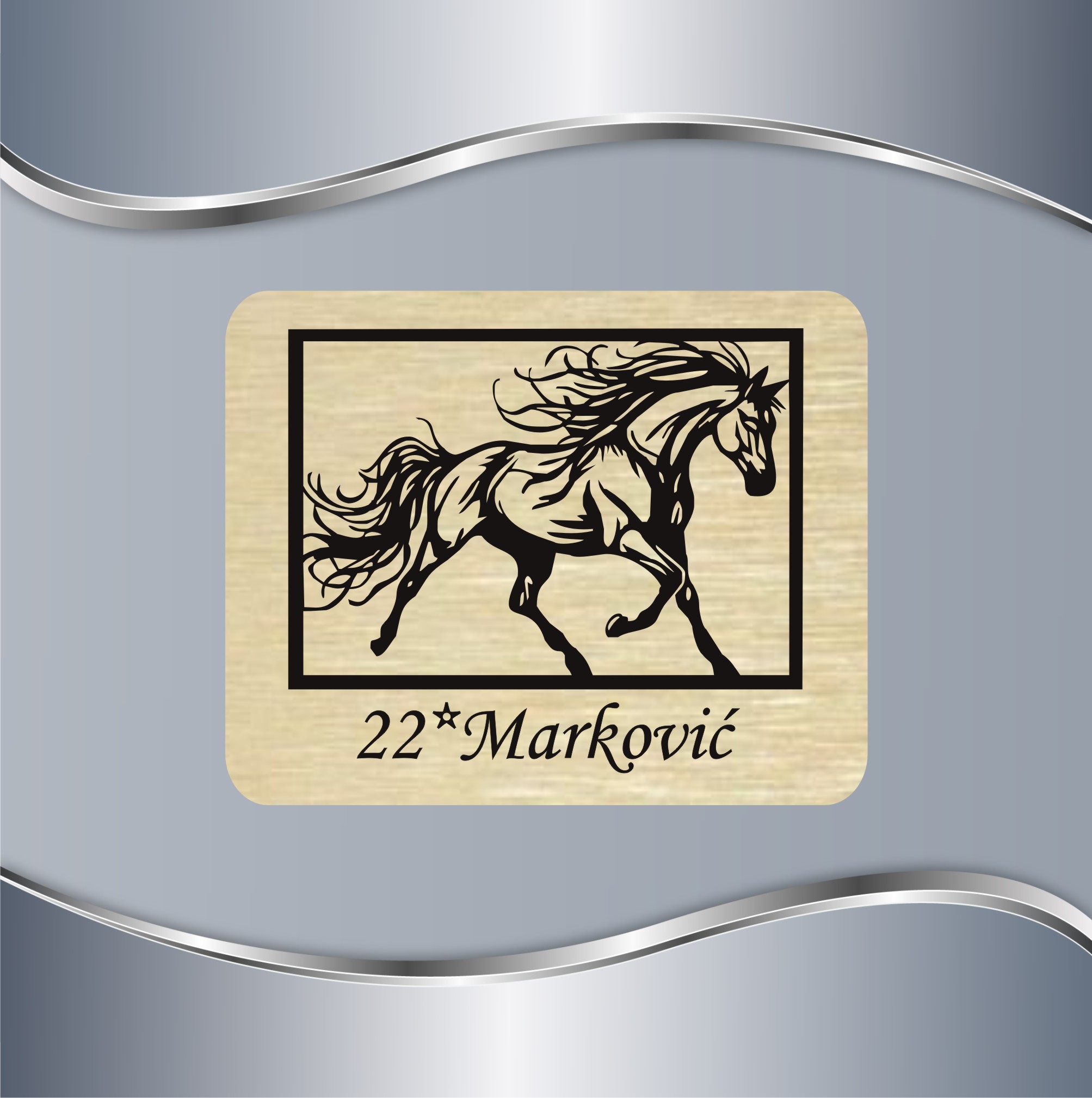 62.39.3 PZV Running horse Pločica za vrata Running horse - Slika 1